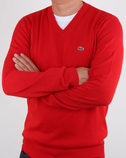 Lacoste V-Ausschnitt Strick Rot