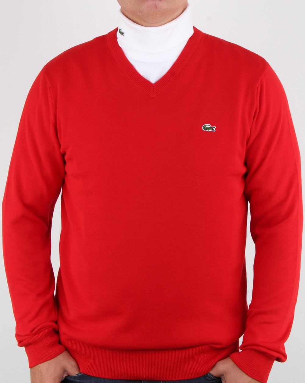 Lacoste V-Ausschnitt Strick Rot