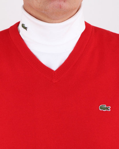 Lacoste V-Ausschnitt Strick Rot