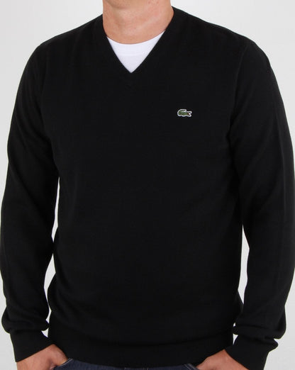 Lacoste V-Ausschnitt Strick Schwarz