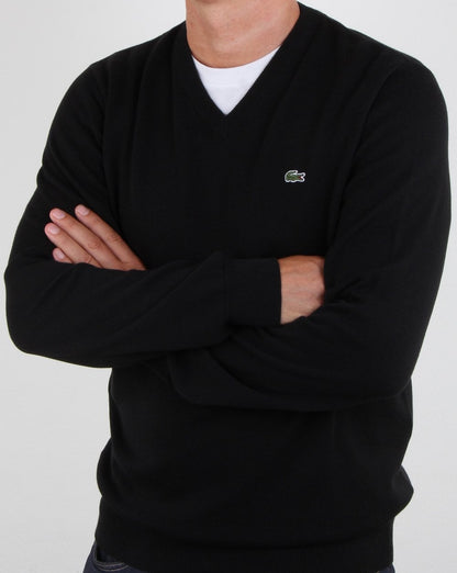 Lacoste V-Ausschnitt Strick Schwarz