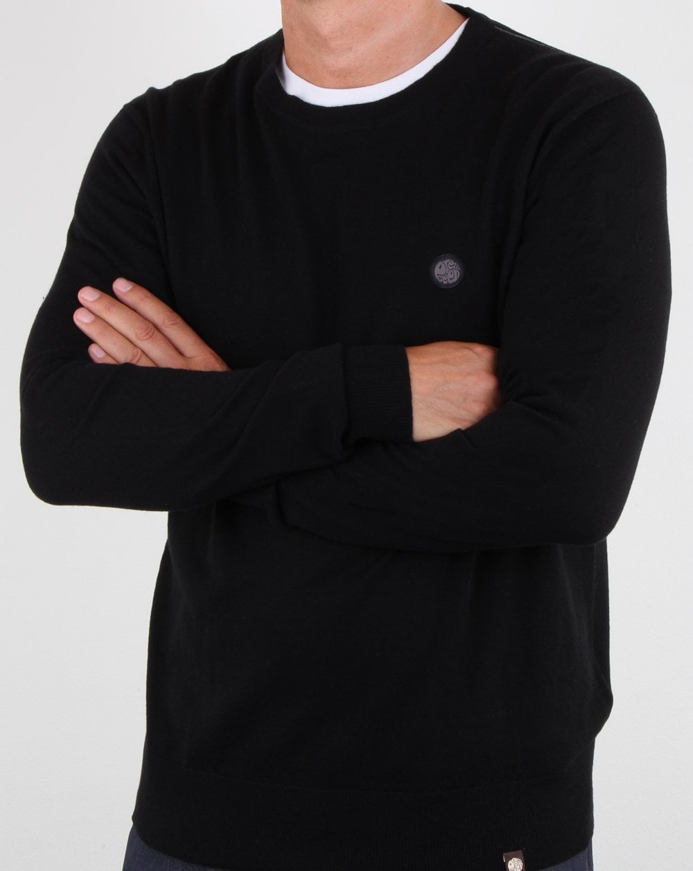 Pretty Green – Hinchcliffe – Rundhalspullover in Schwarz