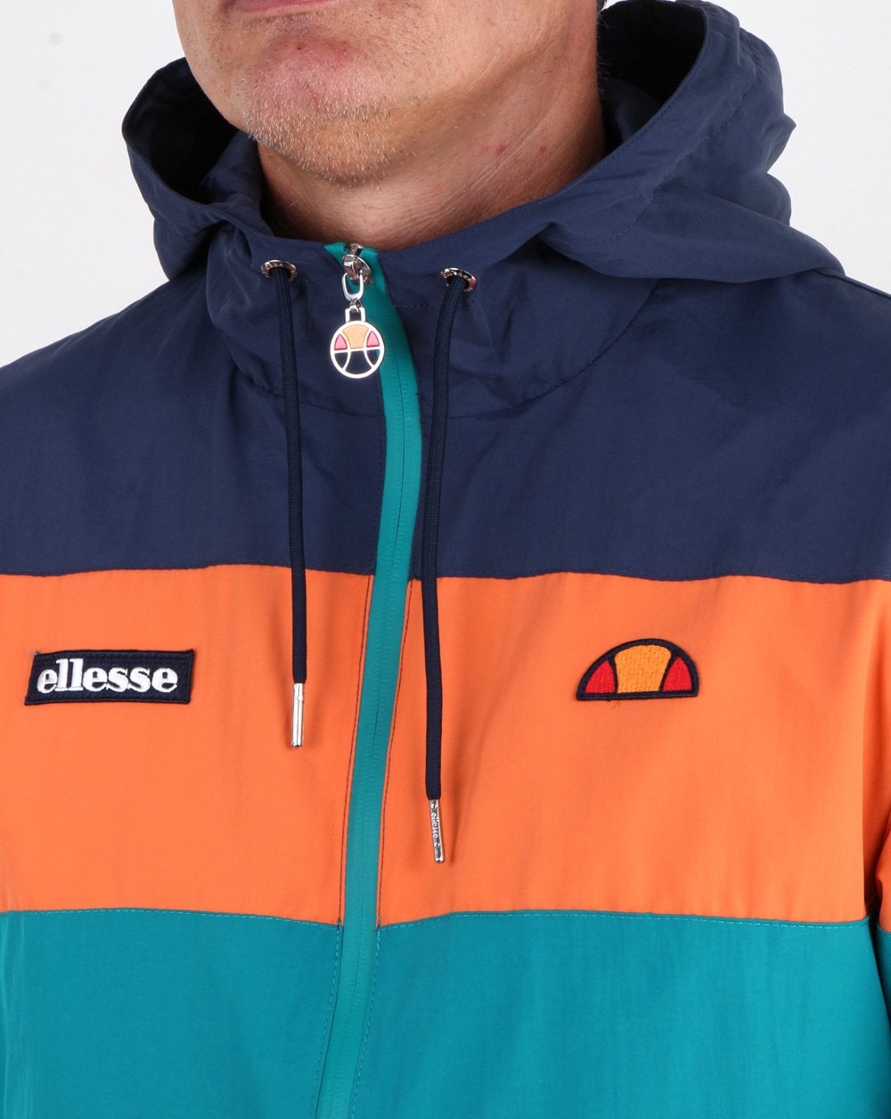Ellesse Block Kapuzenjacke Marineblau/Orange/Grün