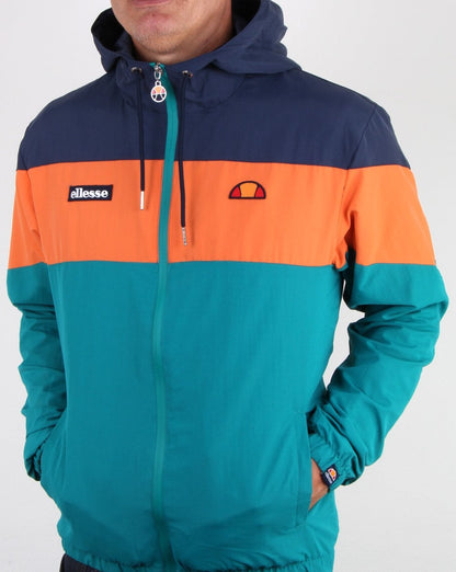 Ellesse Block Kapuzenjacke Marineblau/Orange/Grün