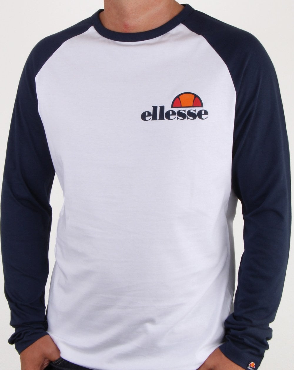 Ellesse – Thero – Langarm-T-Shirt, Weiß/Marineblau