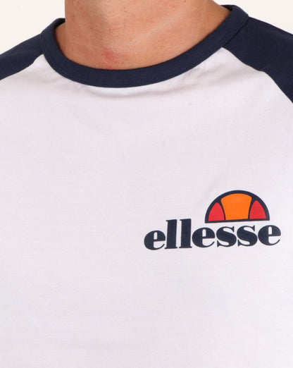 Ellesse – Thero – Langarm-T-Shirt, Weiß/Marineblau