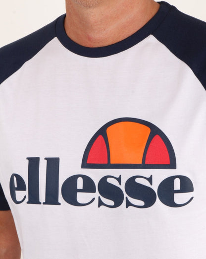 Ellesse – Kontrast-T-Shirt, Weiß/Marineblau