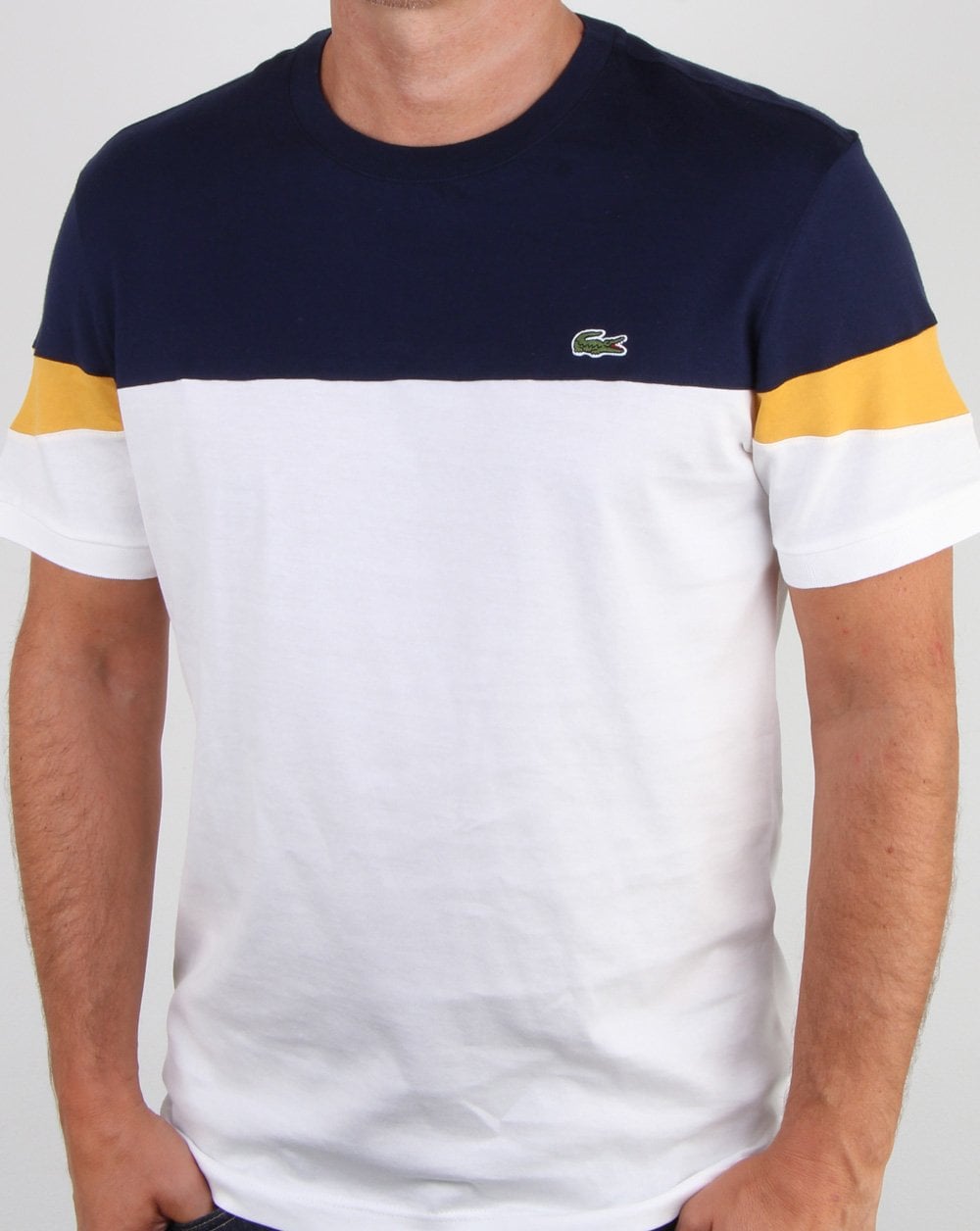 Lacoste Kontrast-T-Shirt Weiß/Marineblau