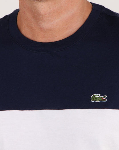 Lacoste Kontrast-T-Shirt Weiß/Marineblau