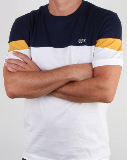 Lacoste Kontrast-T-Shirt Weiß/Marineblau