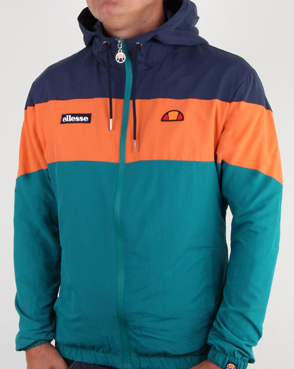 Ellesse Block Kapuzenjacke Marineblau/Orange/Grün
