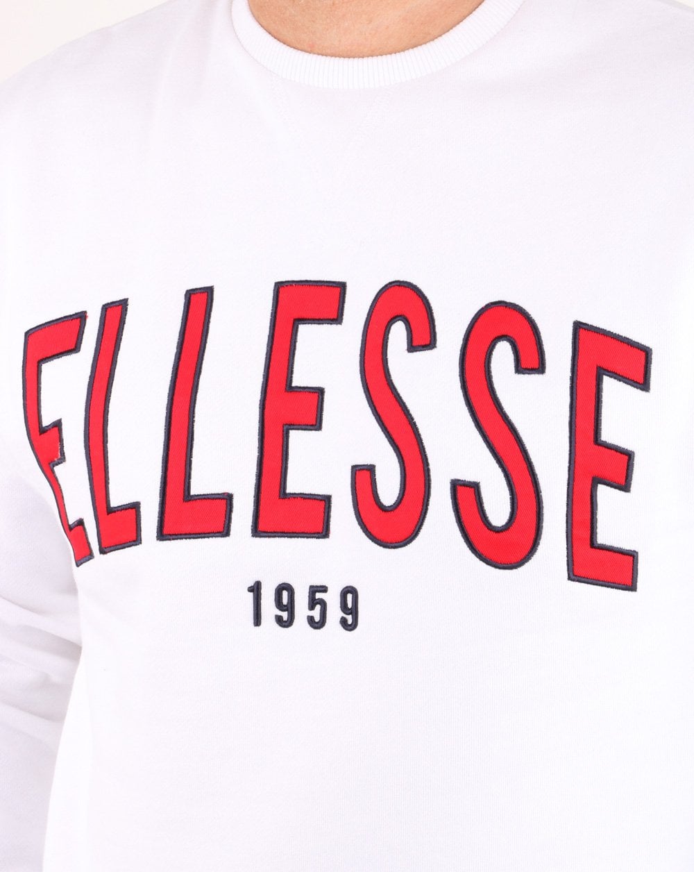 Ellesse – 90er-Strickjacke mit Umriss in Weiß