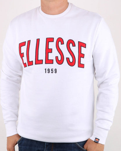 Ellesse – 90er-Strickjacke mit Umriss in Weiß
