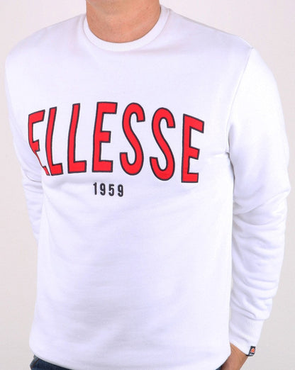 Ellesse – 90er-Strickjacke mit Umriss in Weiß