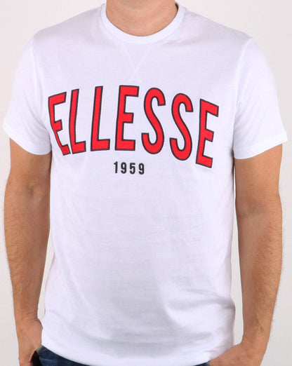 Ellesse – T-Shirt „90's Outline“ in Weiß