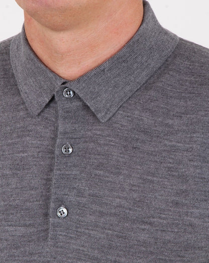 Aquascutum Kennington Langarm-Strickpolo Grau Melange