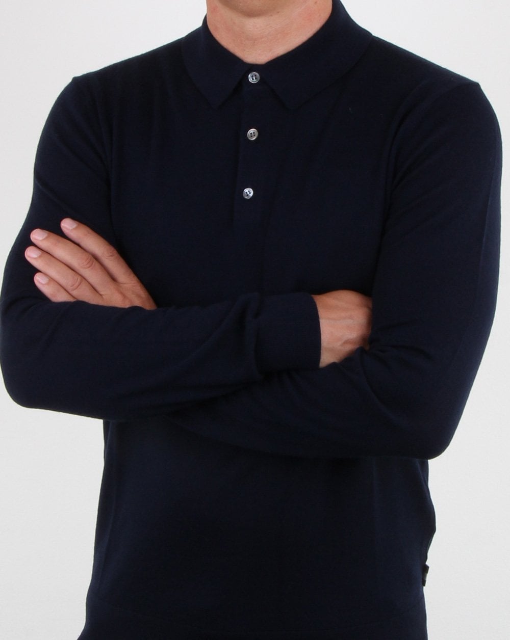 Aquascutum Kennington Long Sleeve Knitted Polo Navy