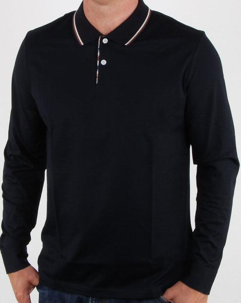 Aquascutum Bert Long Sleeve Polo Navy