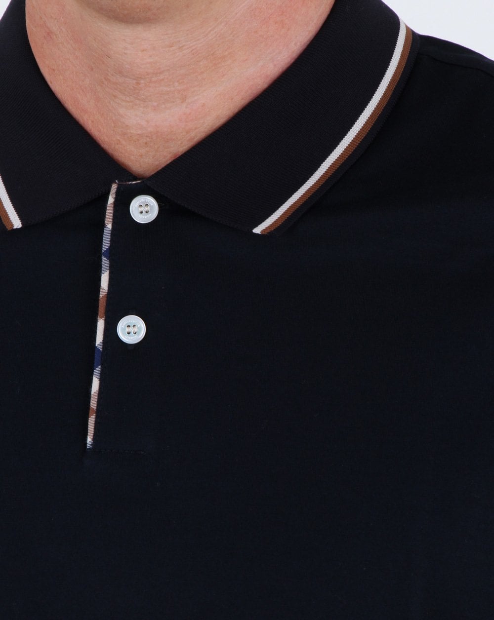 Aquascutum Bert Langarm-Poloshirt Marineblau