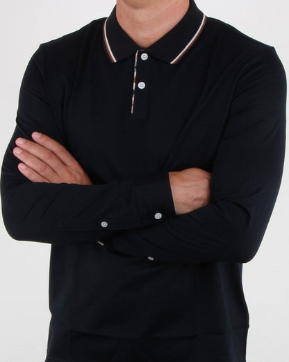 Aquascutum Bert Langarm-Poloshirt Marineblau