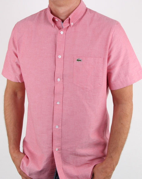 Lacoste Short Sleeve Oxford Shirt Fresh Pink