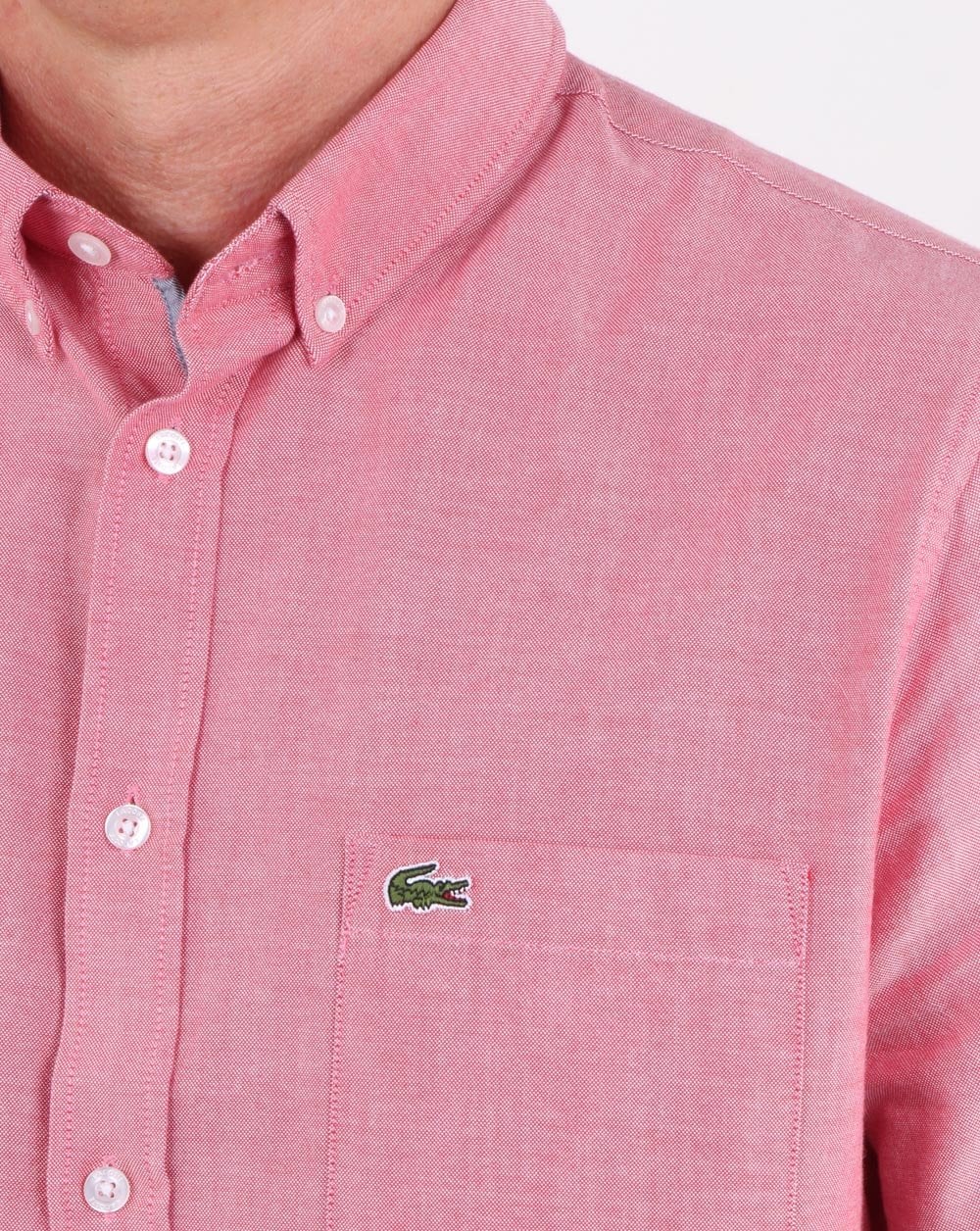 Lacoste – Oxford-Hemd mit kurzen Ärmeln, frisches Pink