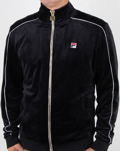 Fila Vintage Finest Velours Trainingsjacke Schwarz