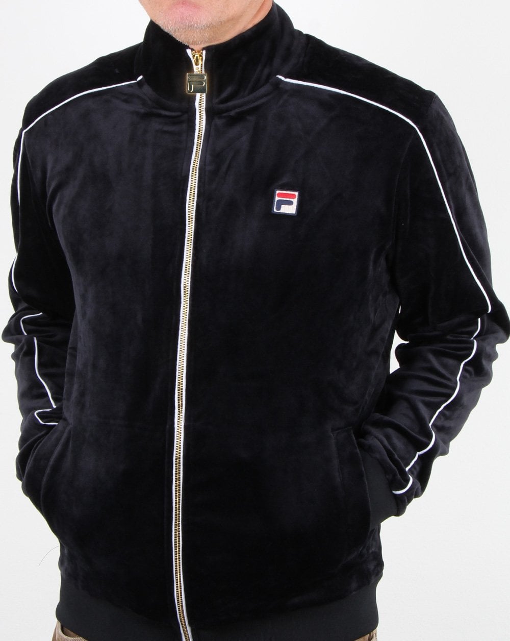 Fila Vintage Finest Velours Trainingsjacke Schwarz