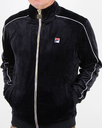 Fila Vintage Finest Velours Trainingsjacke Schwarz