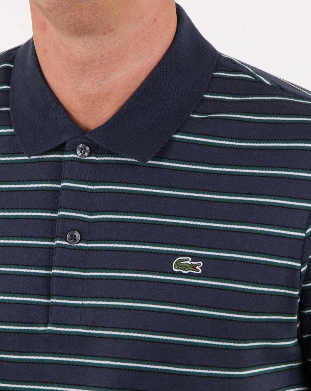 Lacoste Gestreiftes Poloshirt Meridian Marineblau