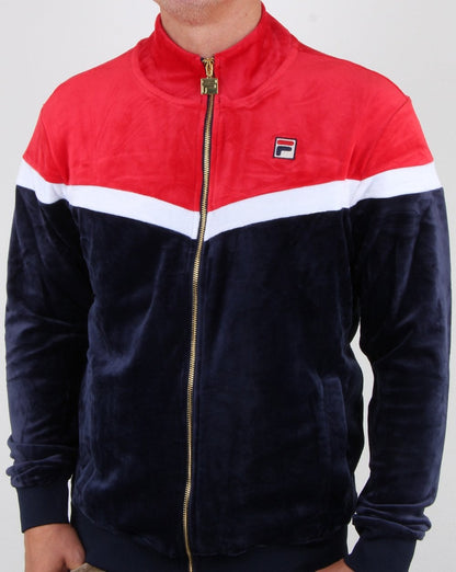 Fila Vintage Harry Velours-Trainingsjacke Marineblau/Rot/Weiß