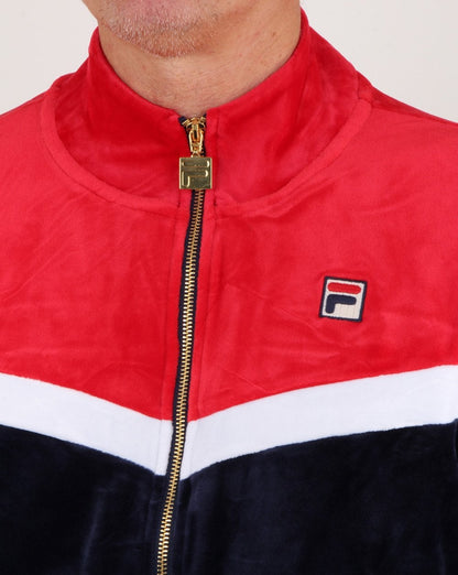 Fila Vintage Harry Velours-Trainingsjacke Marineblau/Rot/Weiß