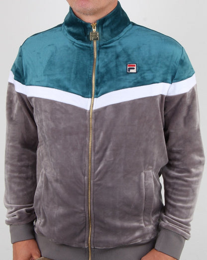 Fila Vintage Harry Velours Trainingsjacke Anthrazit/Atlantic Deep Blue