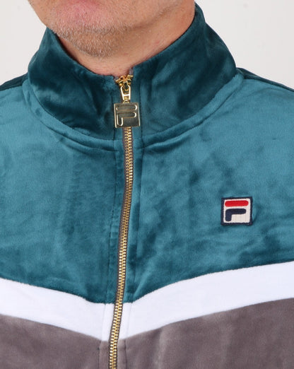 Fila Vintage Harry Velours Trainingsjacke Anthrazit/Atlantic Deep Blue