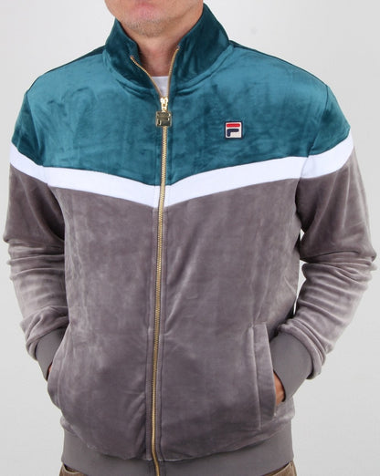 Fila Vintage Harry Velours Trainingsjacke Anthrazit/Atlantic Deep Blue