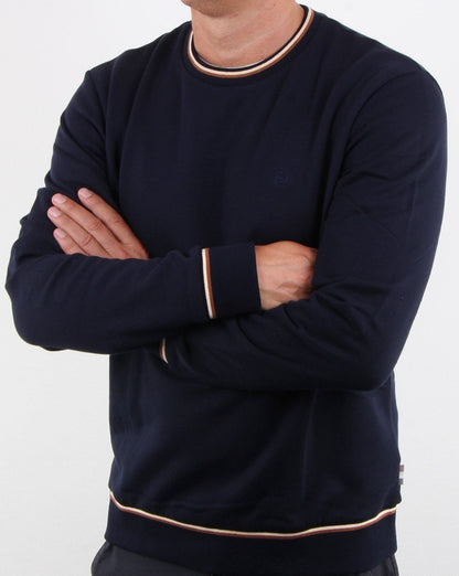 Aquascutum Wallace Langarm-Sweatshirt, Marineblau