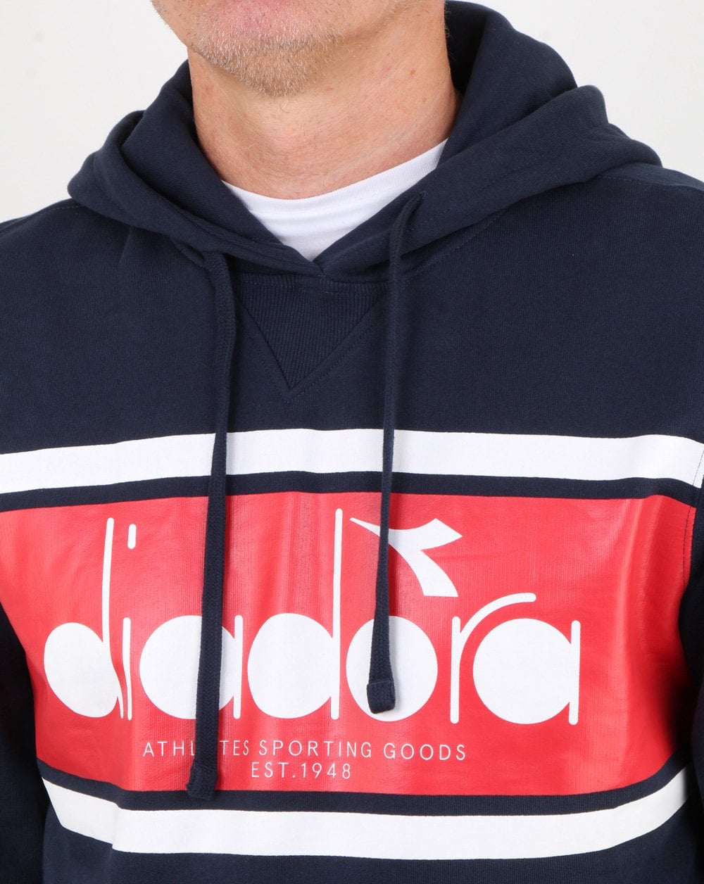 Diadora Spectra Hoodie Denimblau/Weiß/Rot