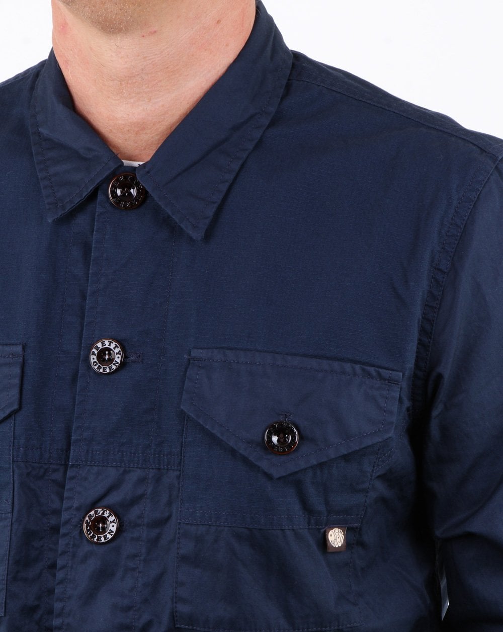 Pretty Green Robinia Long Sleeve Overshirt Navy