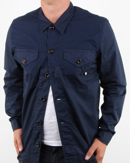 Pretty Green Robinia Langarm-Overshirt, Marineblau