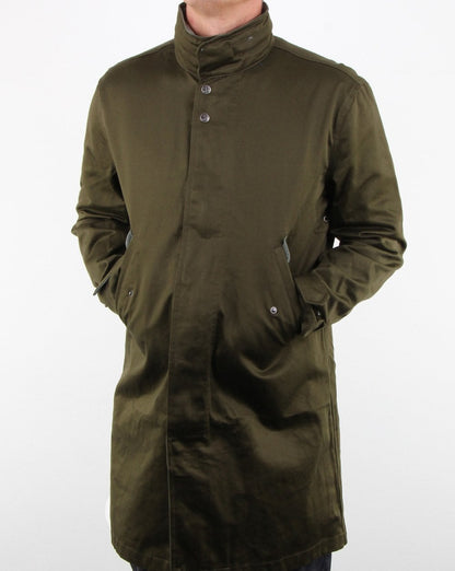 Pretty Green Regenmantel mit Kapuze und Kragen in Khaki