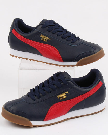 Puma Roma Classic Gum Trainer Peacoat/Ribbon Red