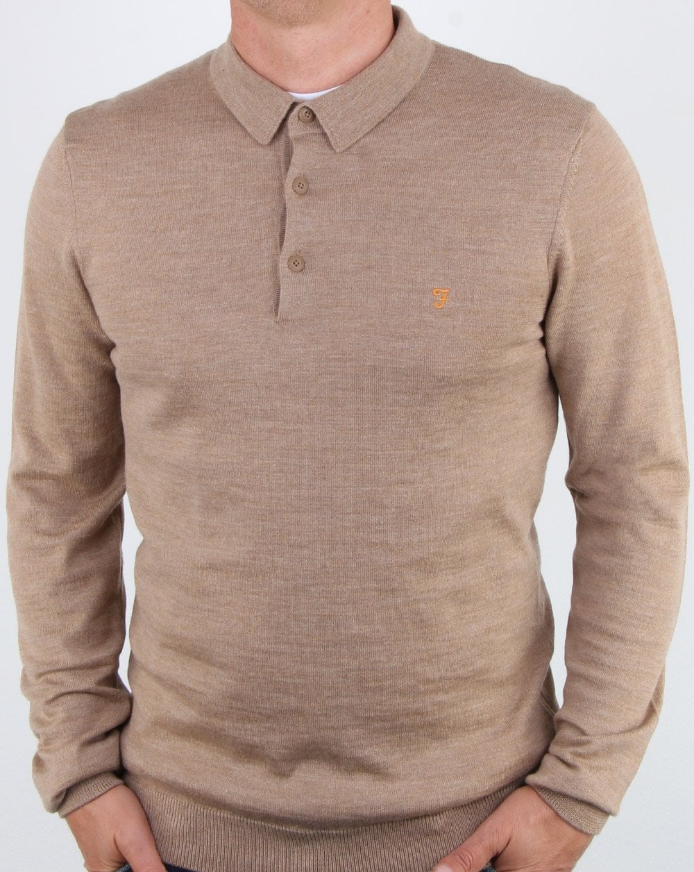 Farah Maidwell Strick-Poloshirt Hellsand