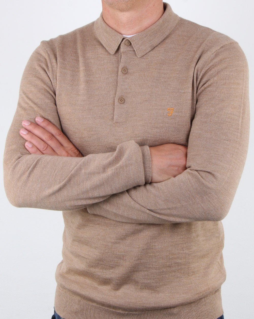 Farah Maidwell Strick-Poloshirt Hellsand