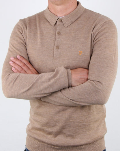 Farah Maidwell Strick-Poloshirt Hellsand