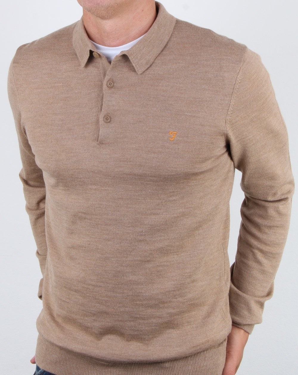 Farah Maidwell Strick-Poloshirt Hellsand