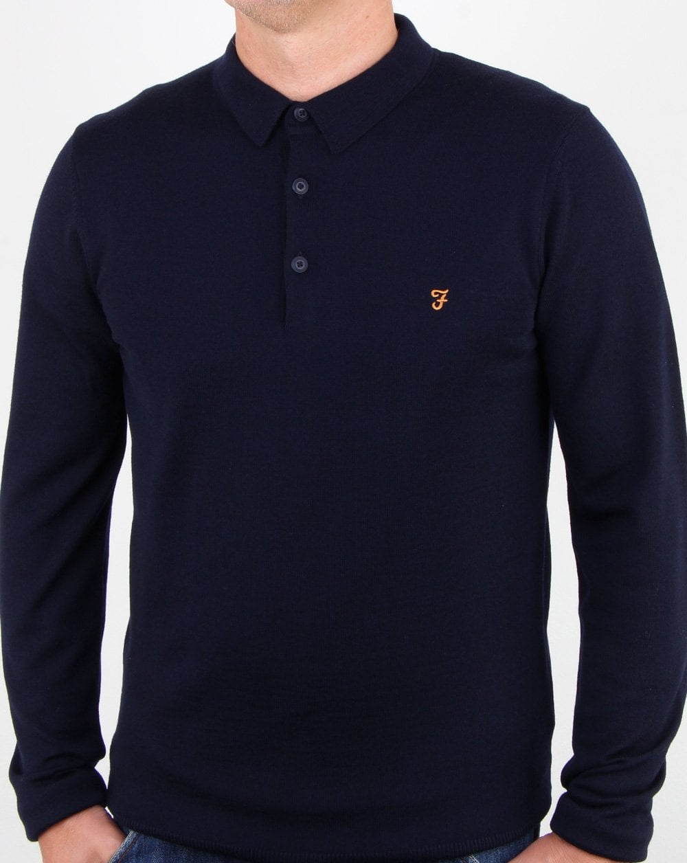 Farah – Maidwell – Strick-Poloshirt in Marineblau