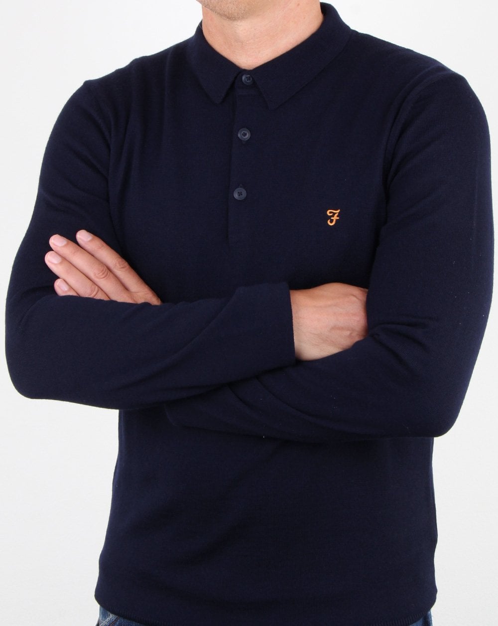 Farah – Maidwell – Strick-Poloshirt in Marineblau