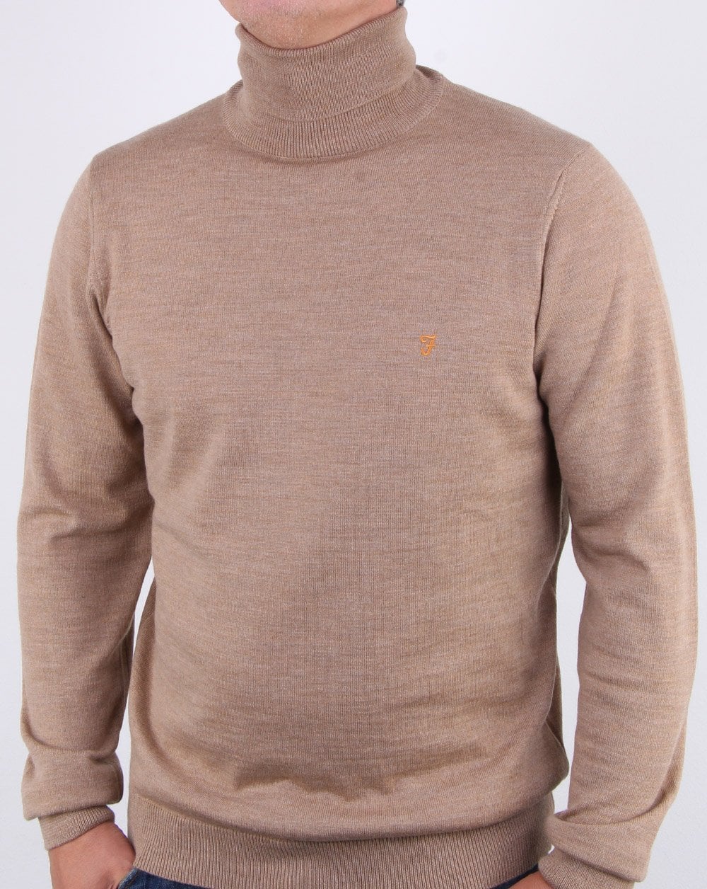 Farah Gosforth Merino Rollkragen Hellsand