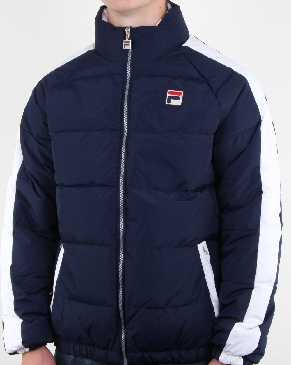 Fila Vintage Ski Pufferjacke Marineblau/Weiß