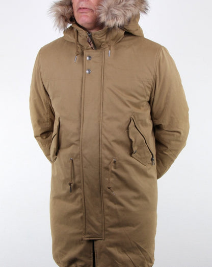 Pretty Green – Parka mit Kapuze in Khaki